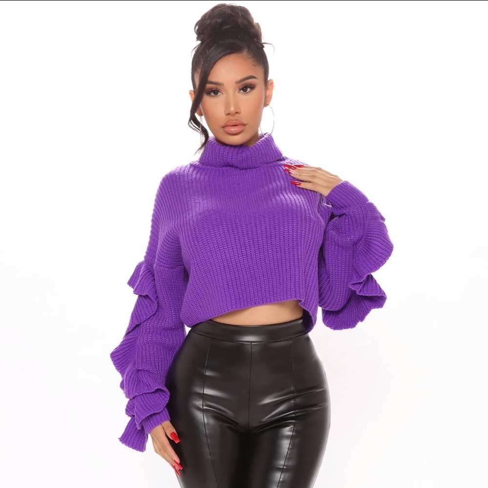 Fashion Nova Purple Cowl Neck Sweater